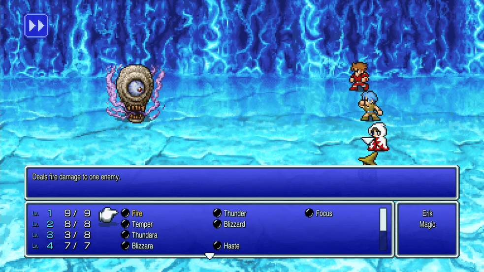 The party focuses all attacks to defeat the Evil Eye in one turn