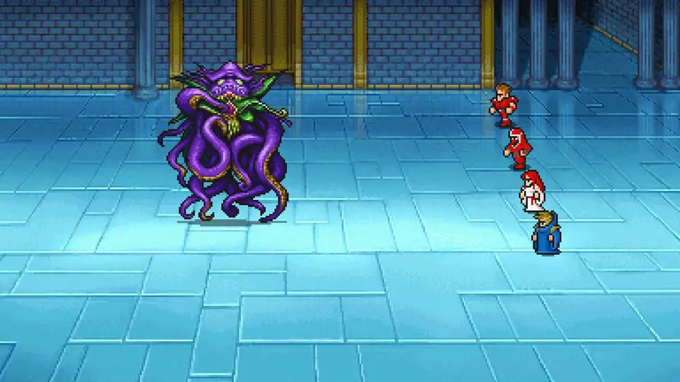 The Warriors of Light battle Kraken (Past) on B3 of the Chaos Shrine
