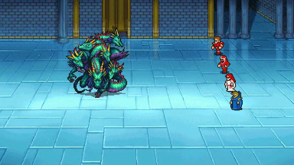 The Warriors of Light battle Tiamat (Past) on B4 of the Chaos Shrine