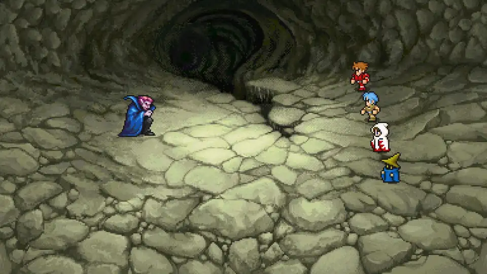 The Warriors of Light battle the Vampire on B3 of the Cavern of Earth