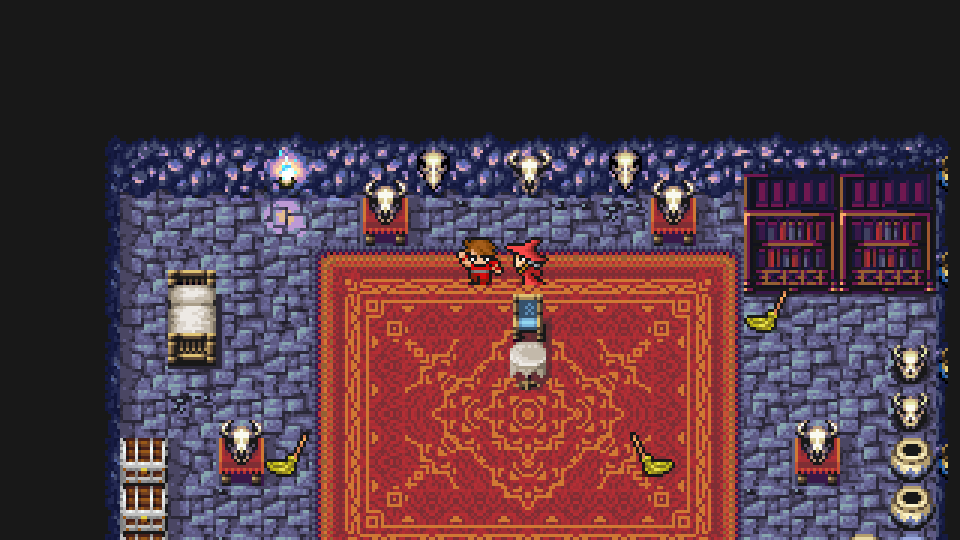 Speaking with Matoya in her cave