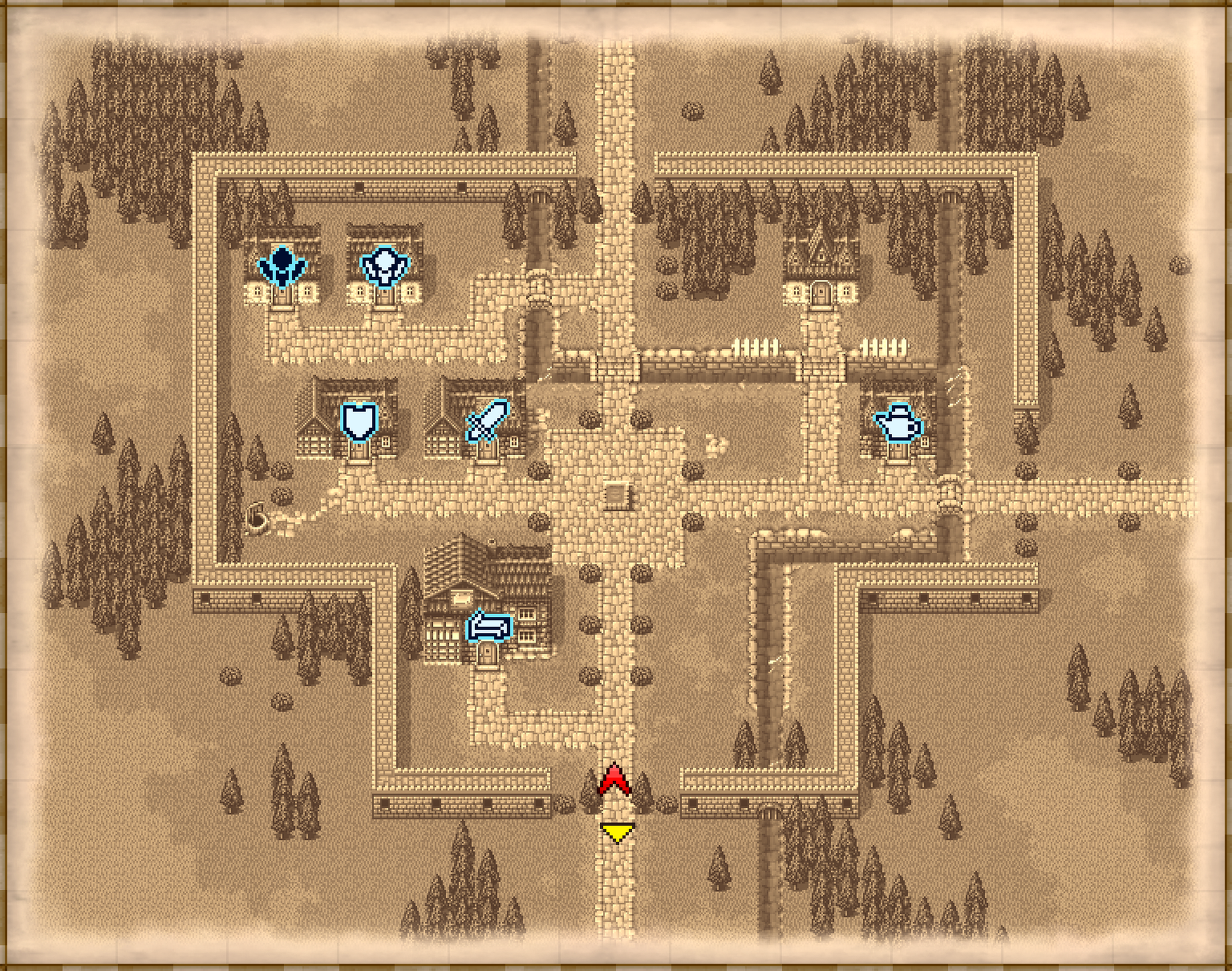 Cornelia town map with shop locations