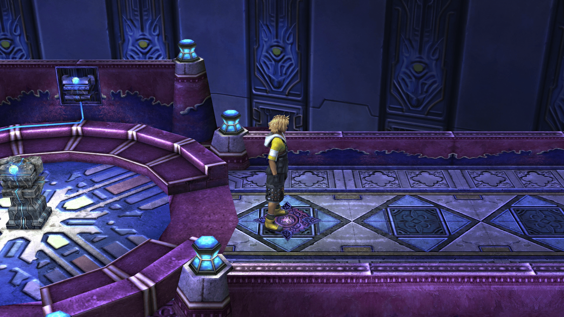 Standing on the glyph to bring the pedestal up