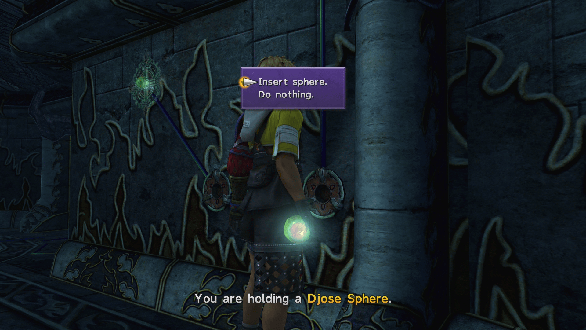 Placing the Djose Sphere in the recess in the wall