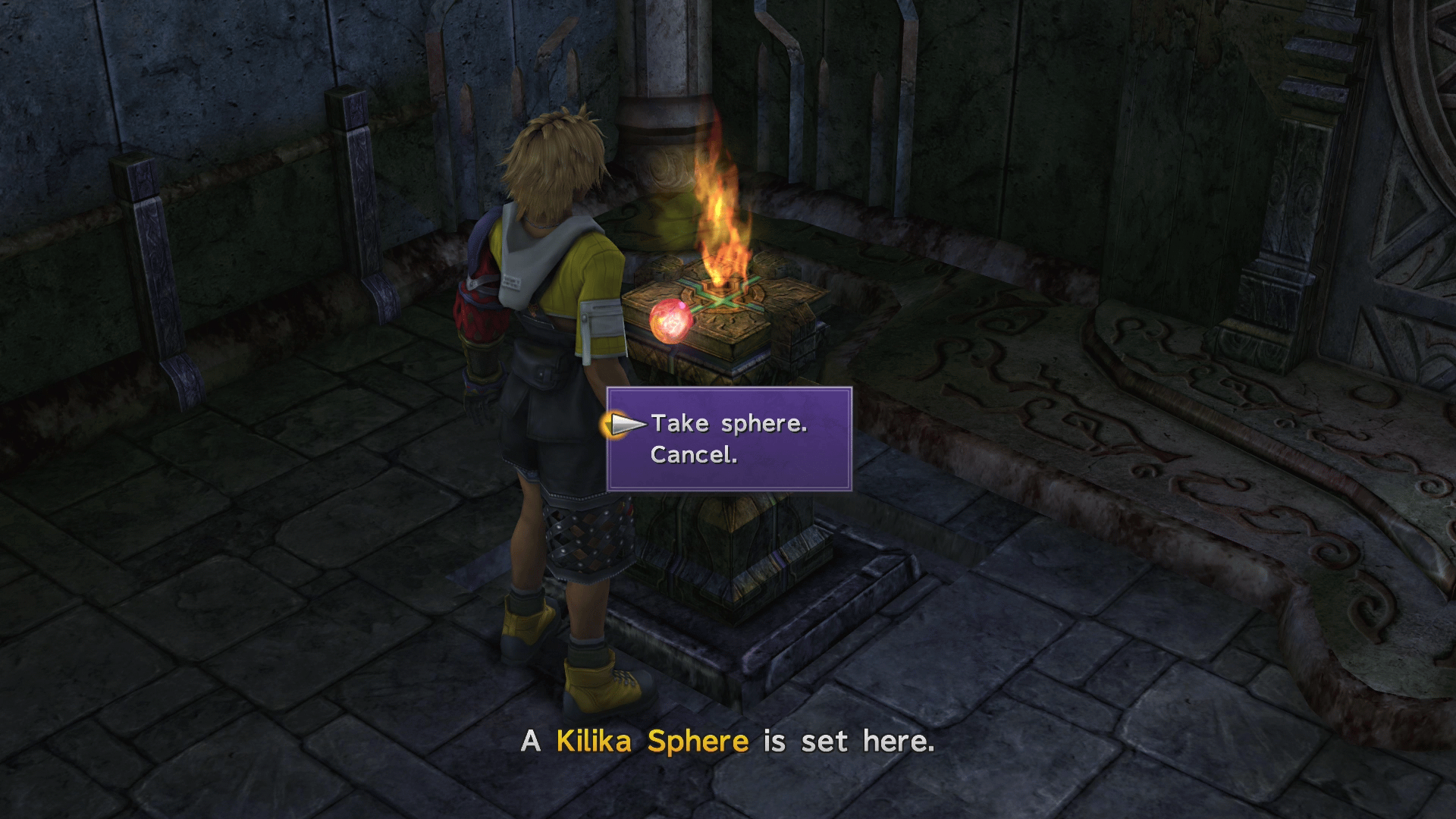 Taking the Kilika Sphere from the pedestal