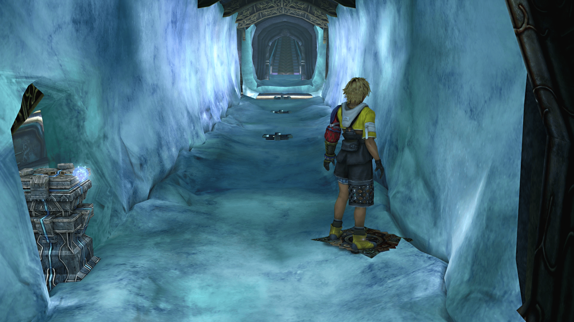 Touching the glyph at the top of the walkway