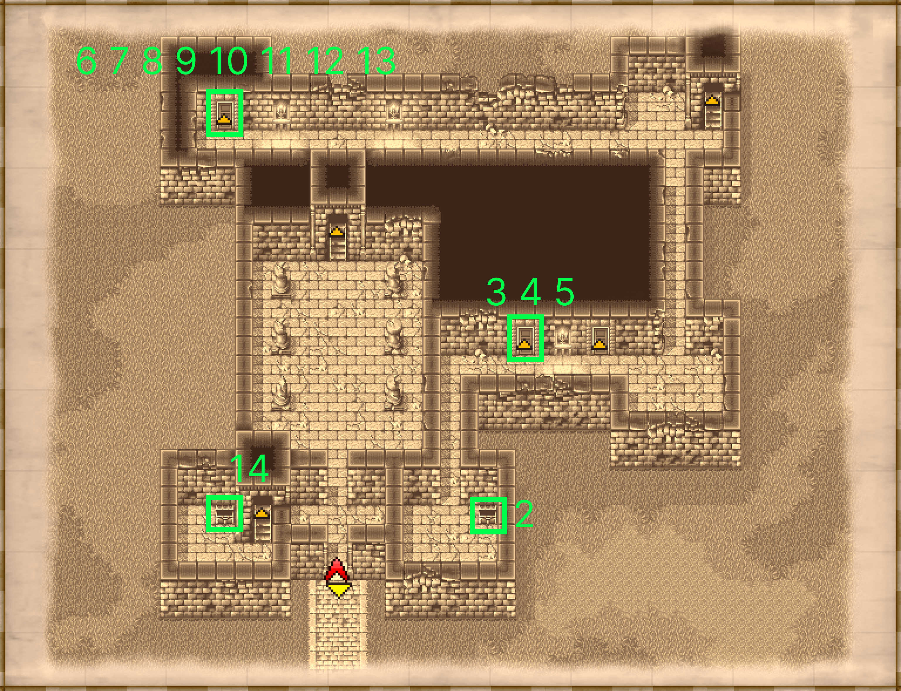 Castle Deist 1F map with chest locations