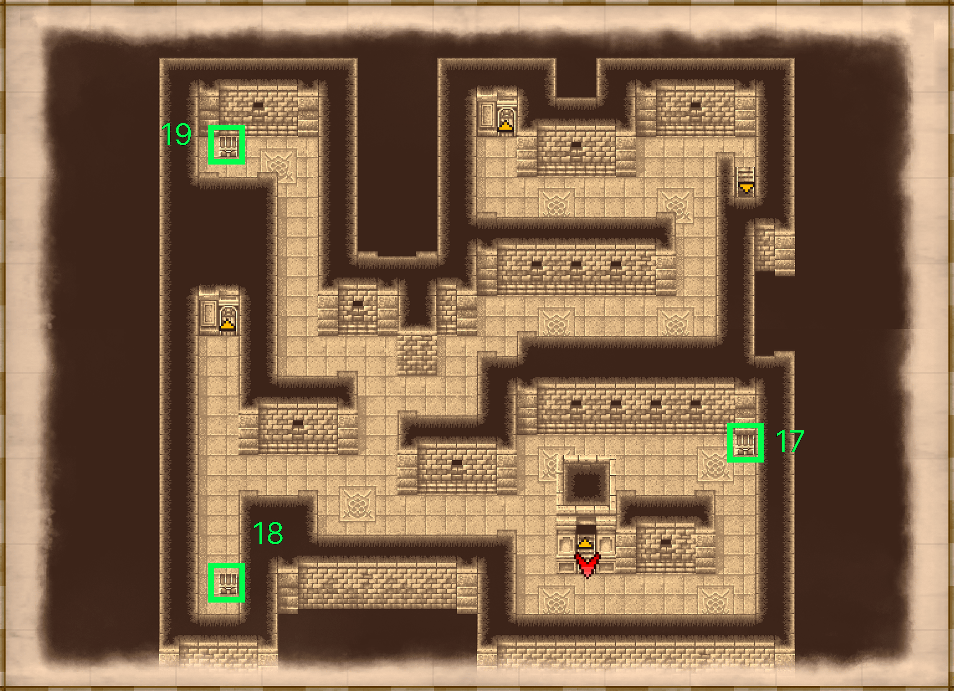 Castle Fynn B2 underground map with chest locations