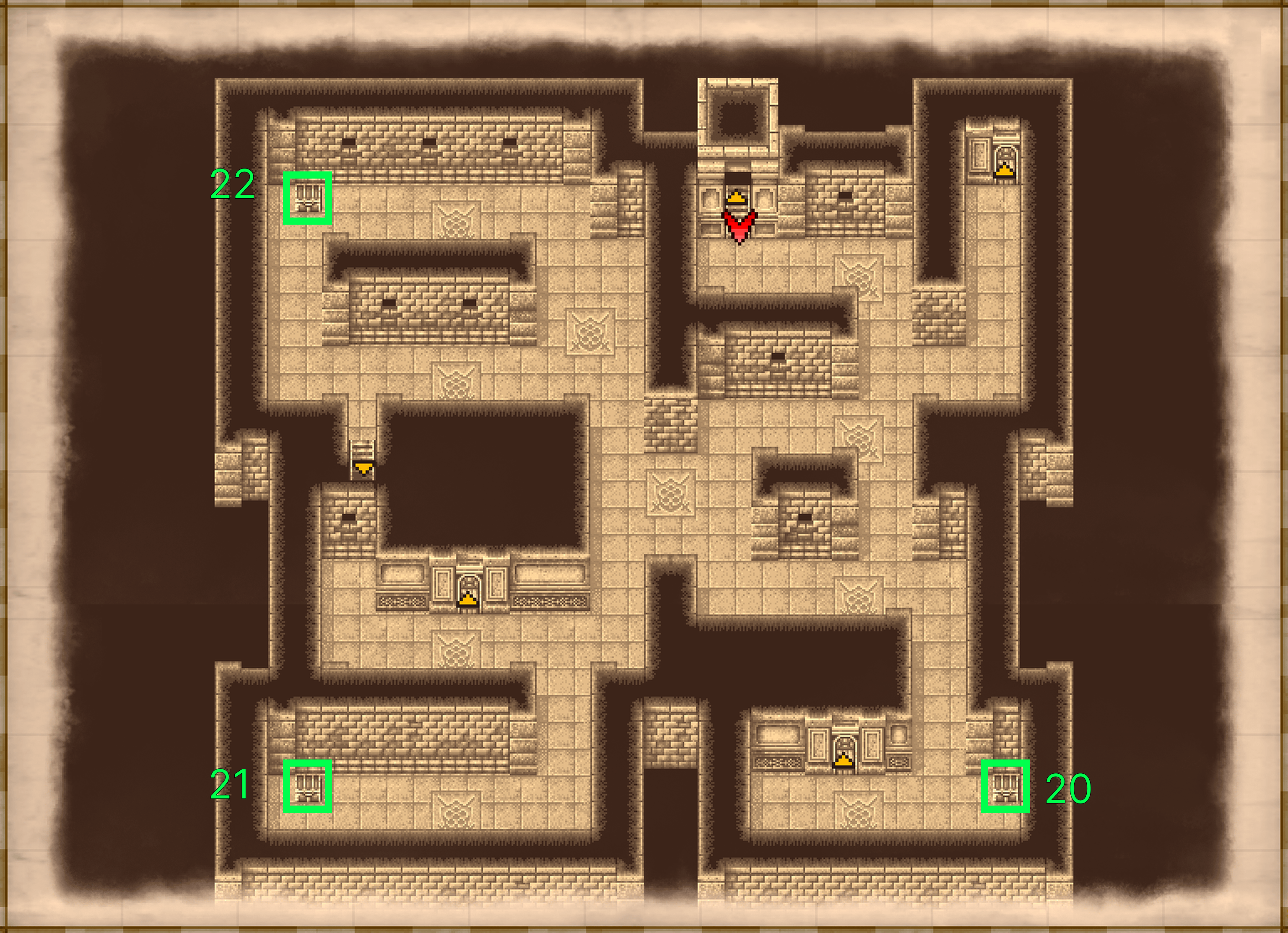 Castle Fynn B3 underground map with chest locations