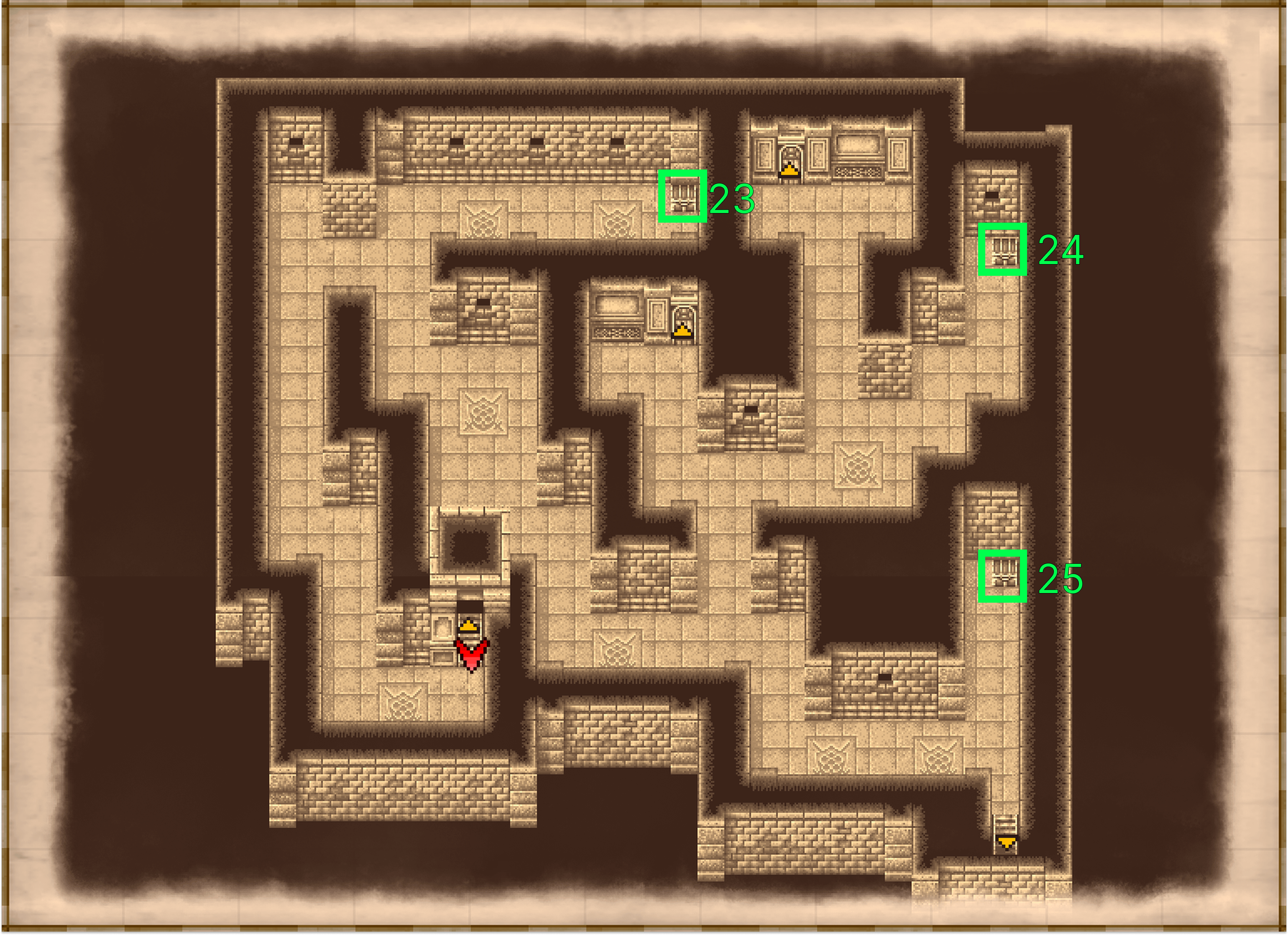 Castle Fynn B4 underground map with chest locations