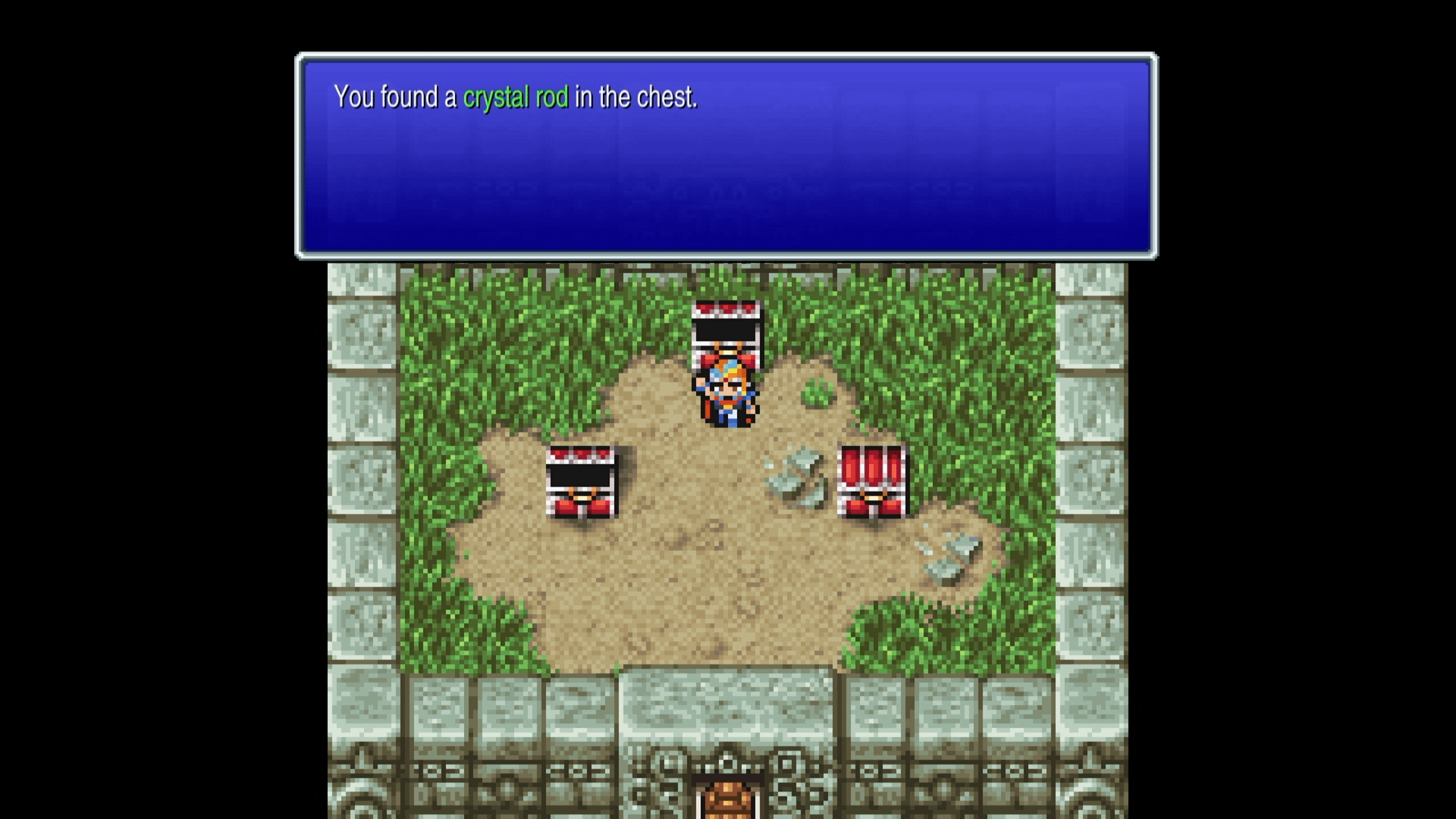 Obtaining the Crystal Rod in the final room of Cave of Mysidia