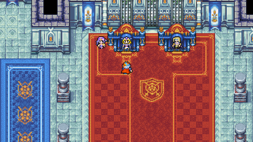 Hilda discussing the Cyclone in the Castle Fynn throne room