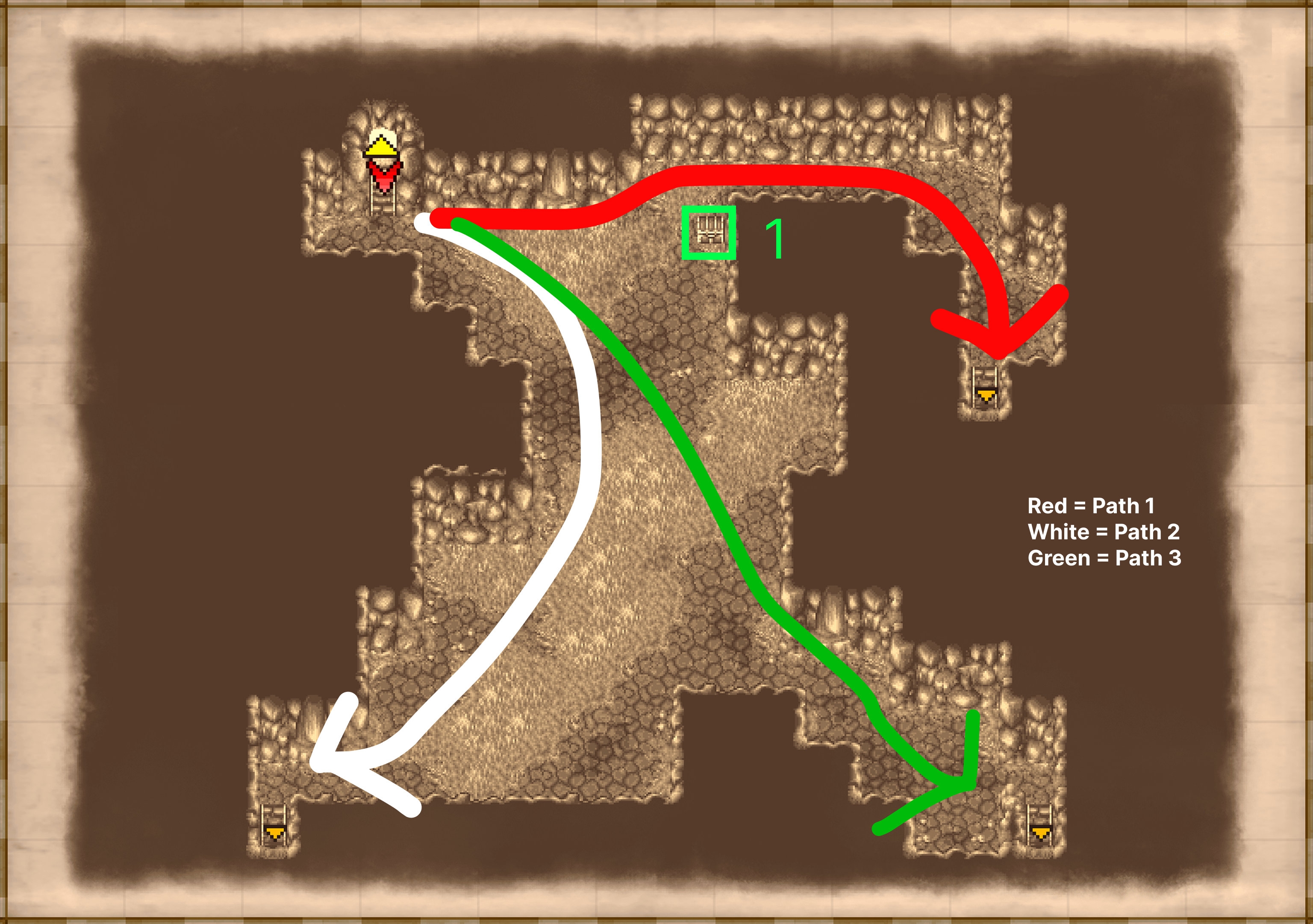Deist Cavern B1 map with chest locations