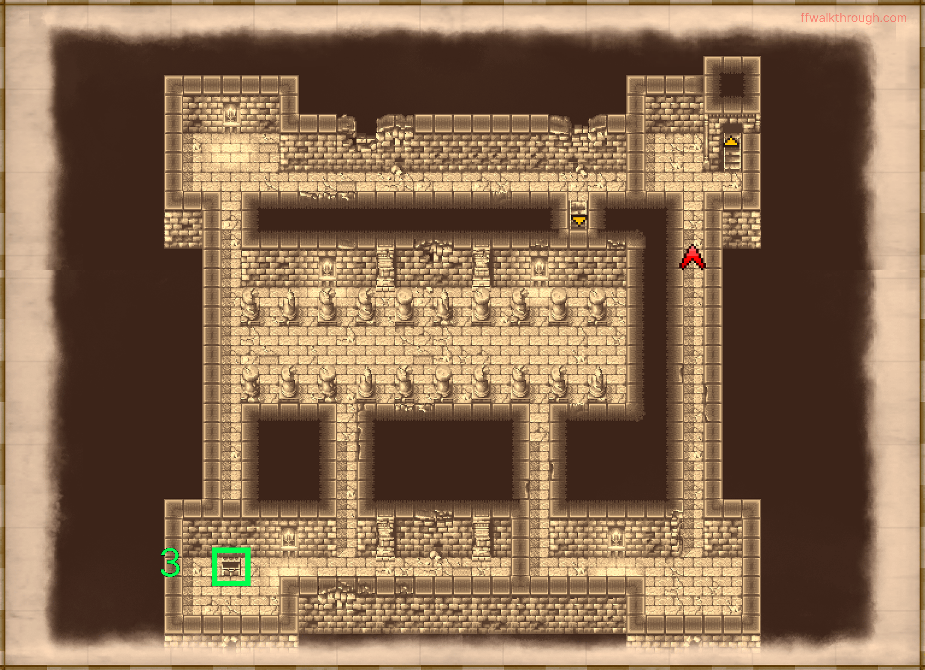 Kashuan Keep 3F map with chest locations