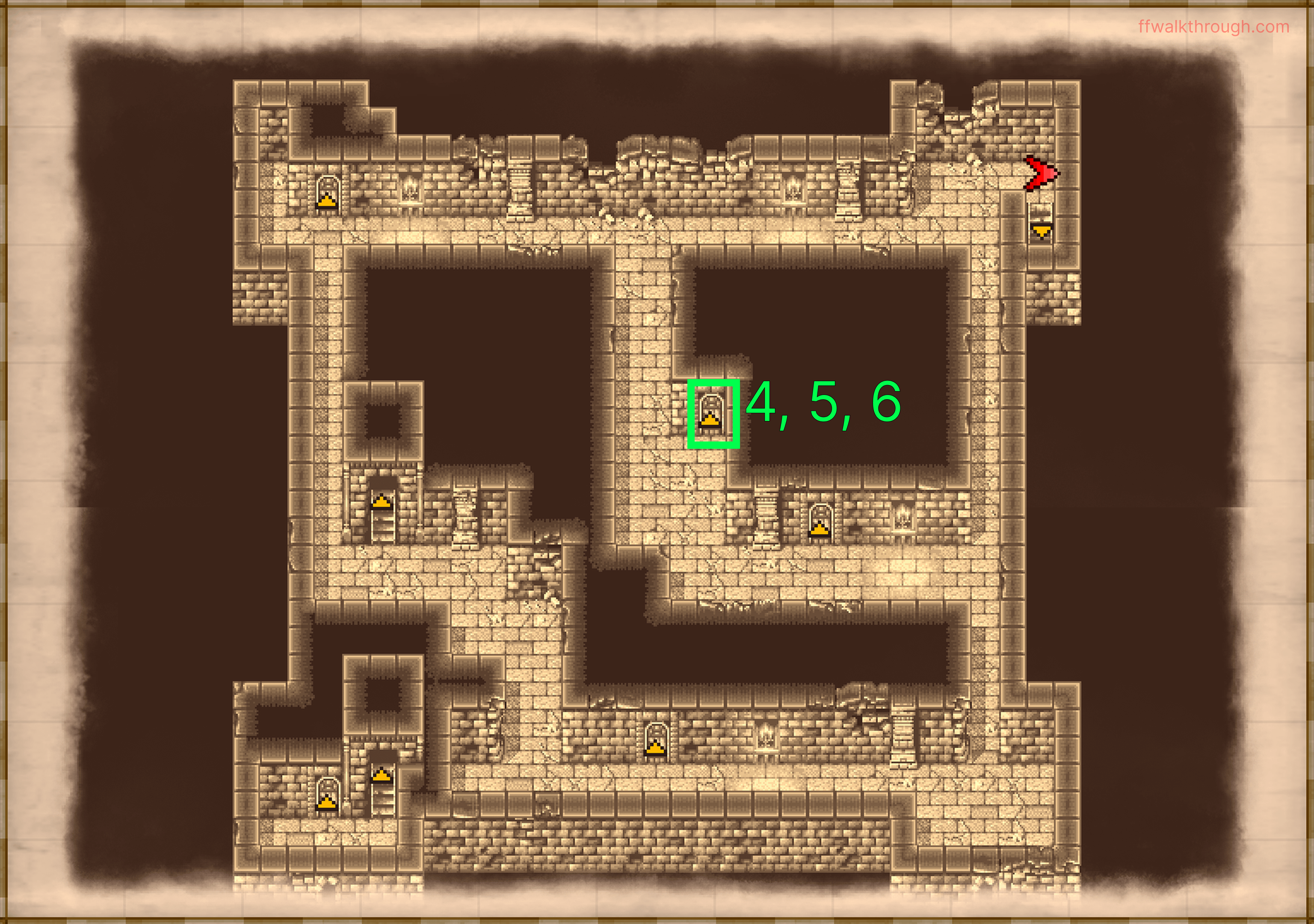 Kashuan Keep 4F map with chest locations