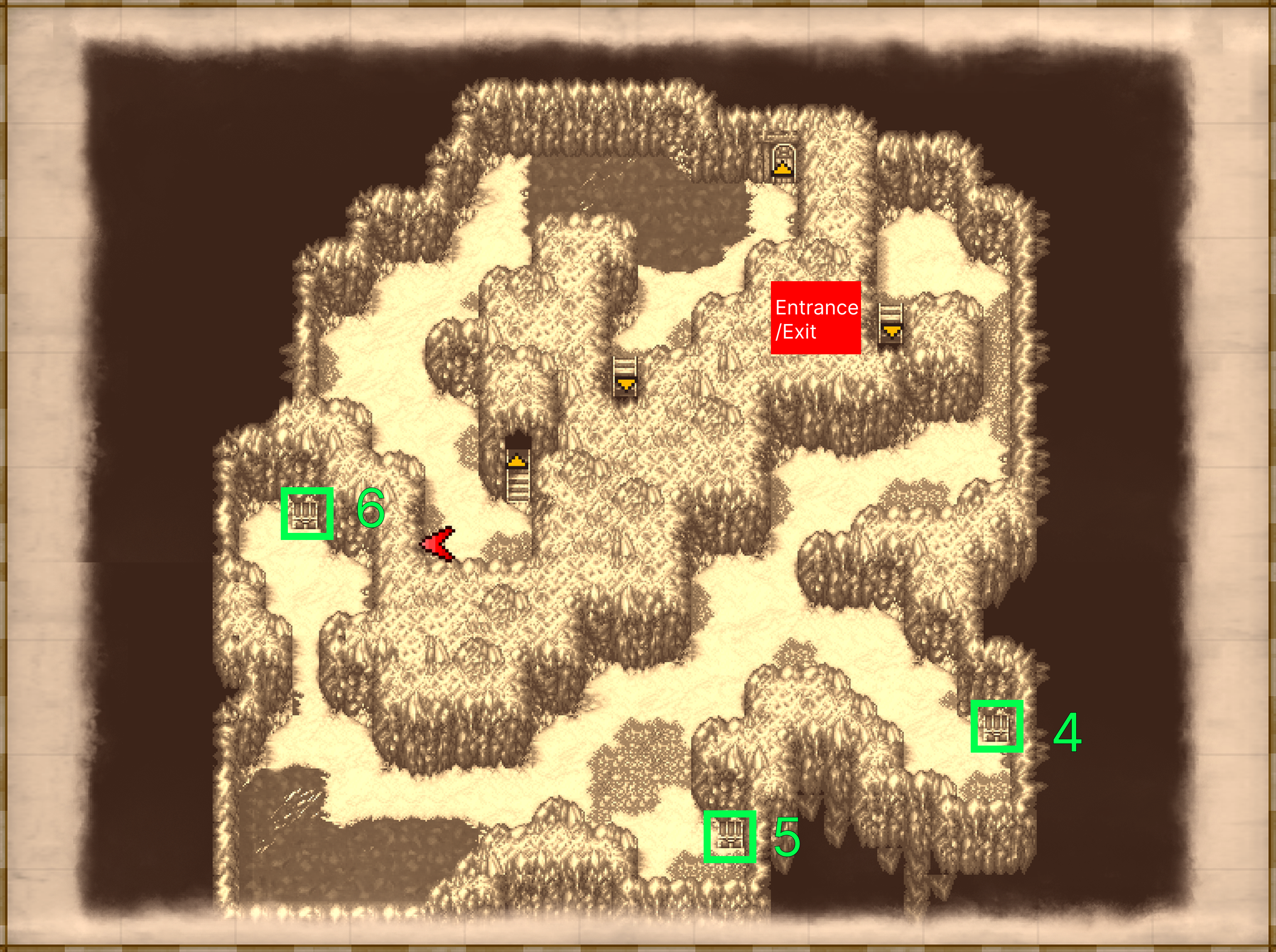 Snow Cavern B2 Upper map with chest locations