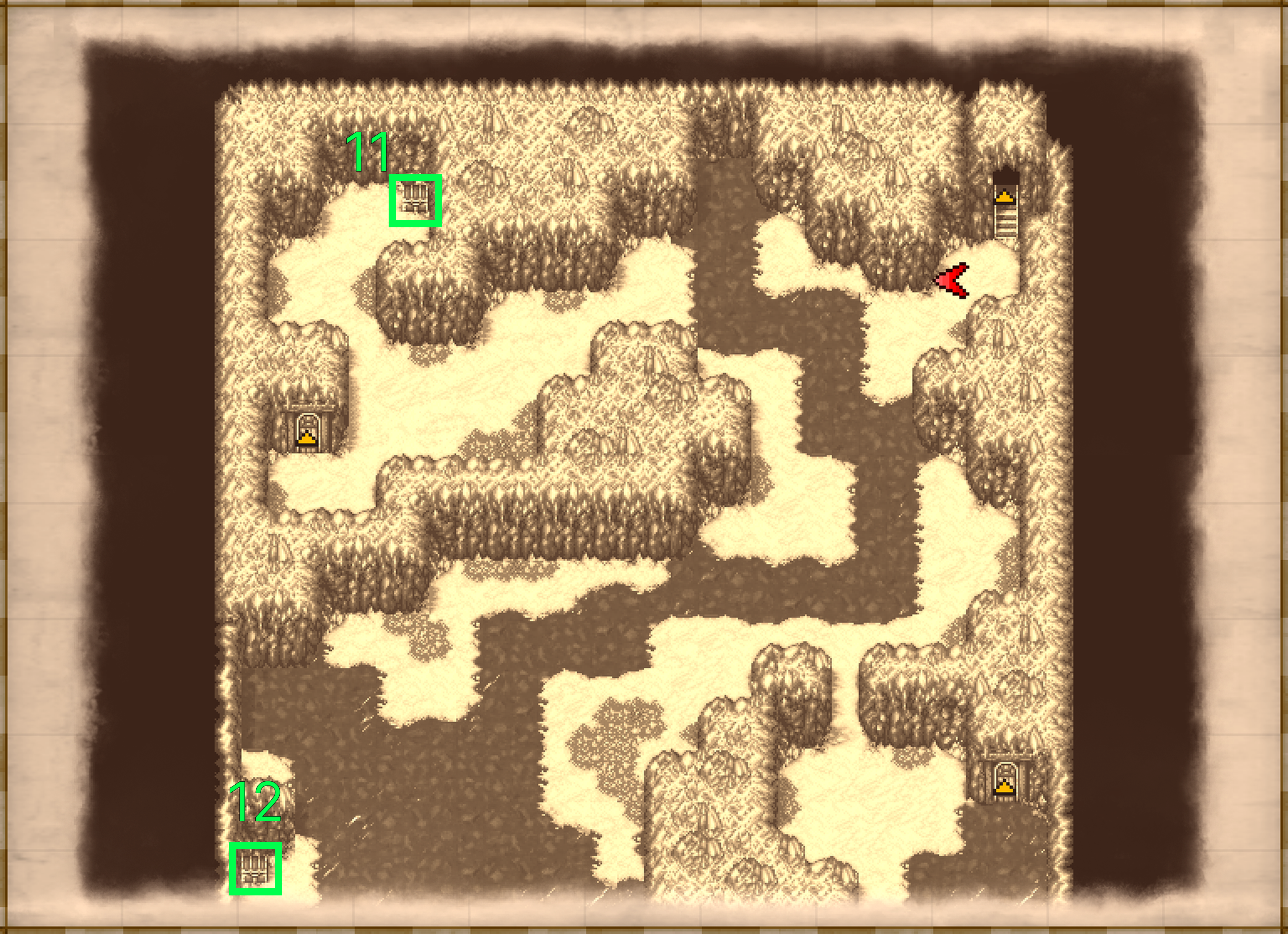 Snow Cavern B6 map with chest locations