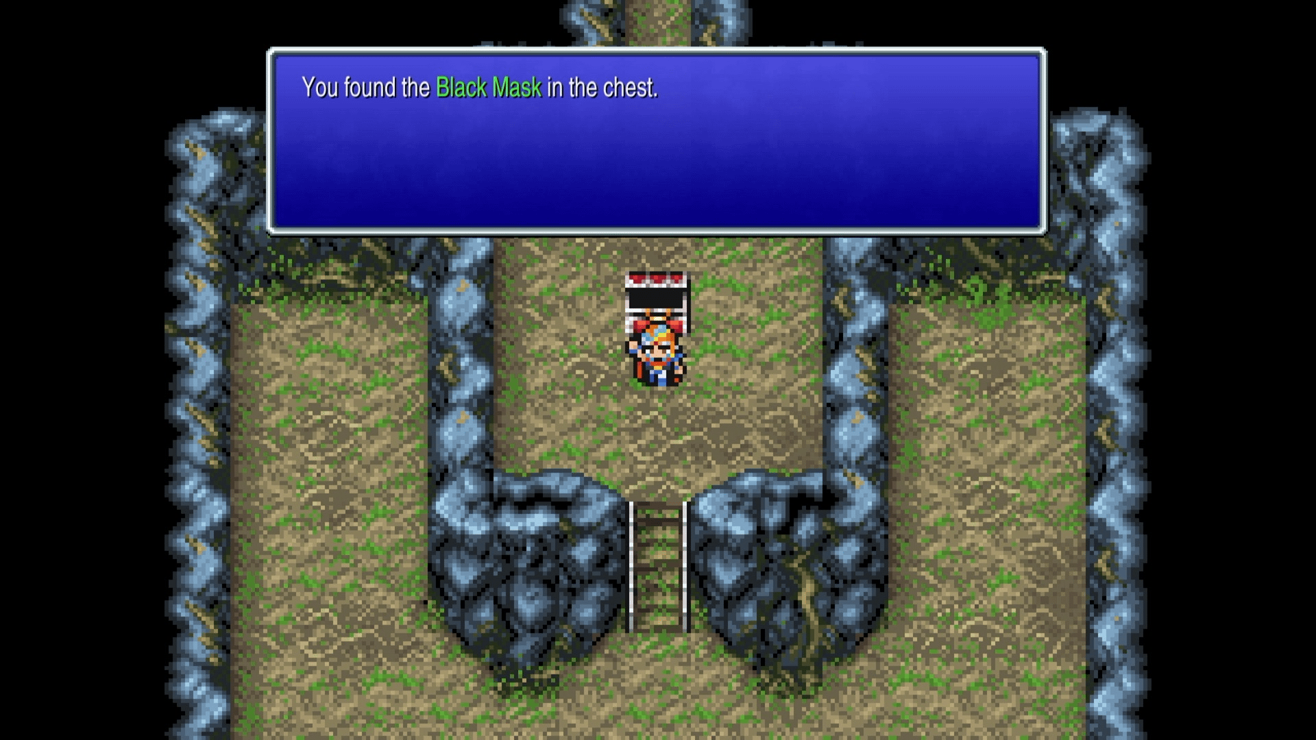 Collecting the Black Mask from the chest in the boss room