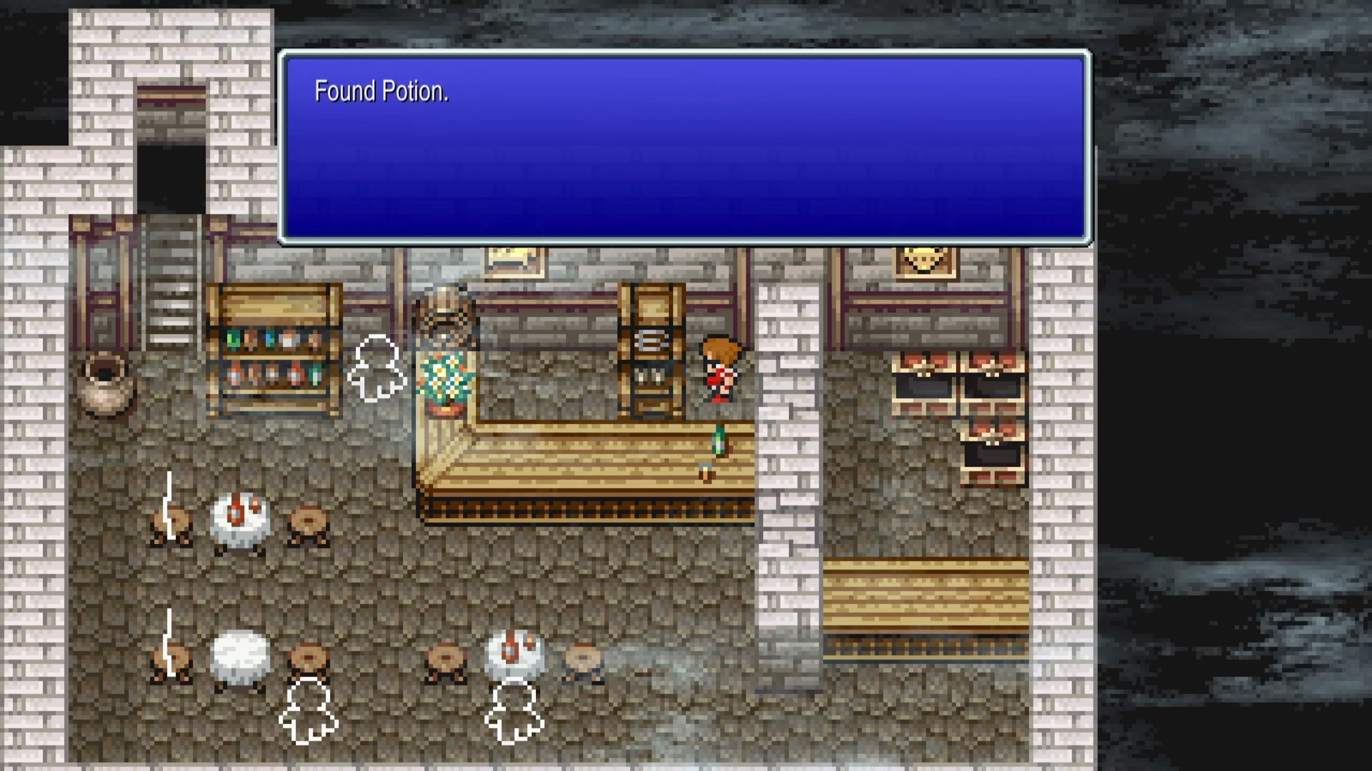 Hidden path behind the counter at the Kazus Inn leading to a Potion