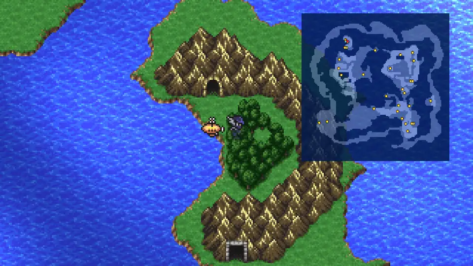 Chocobo Woods between the Dwarven Hollows and the Molten Cave on the Floating Continent
