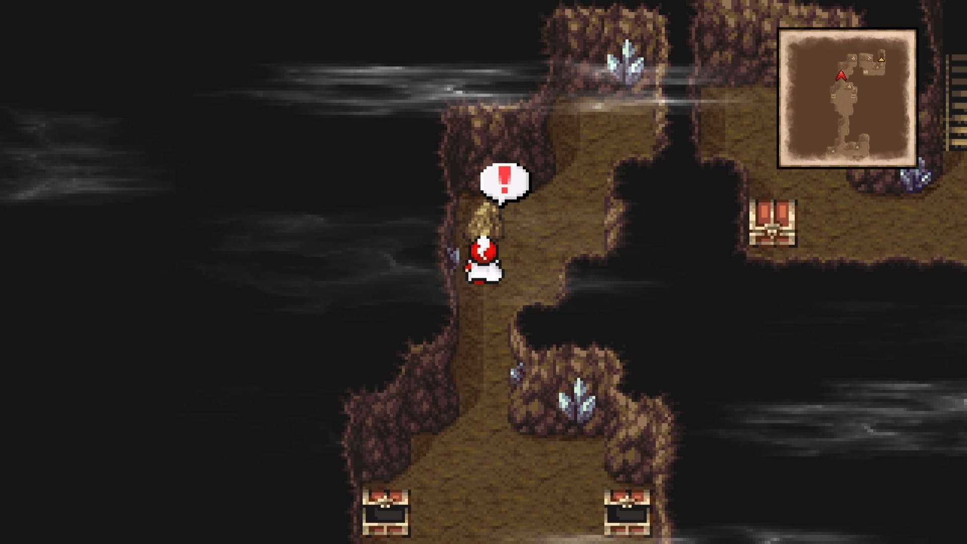 Interacting with the boulder on B3 to open a hidden path