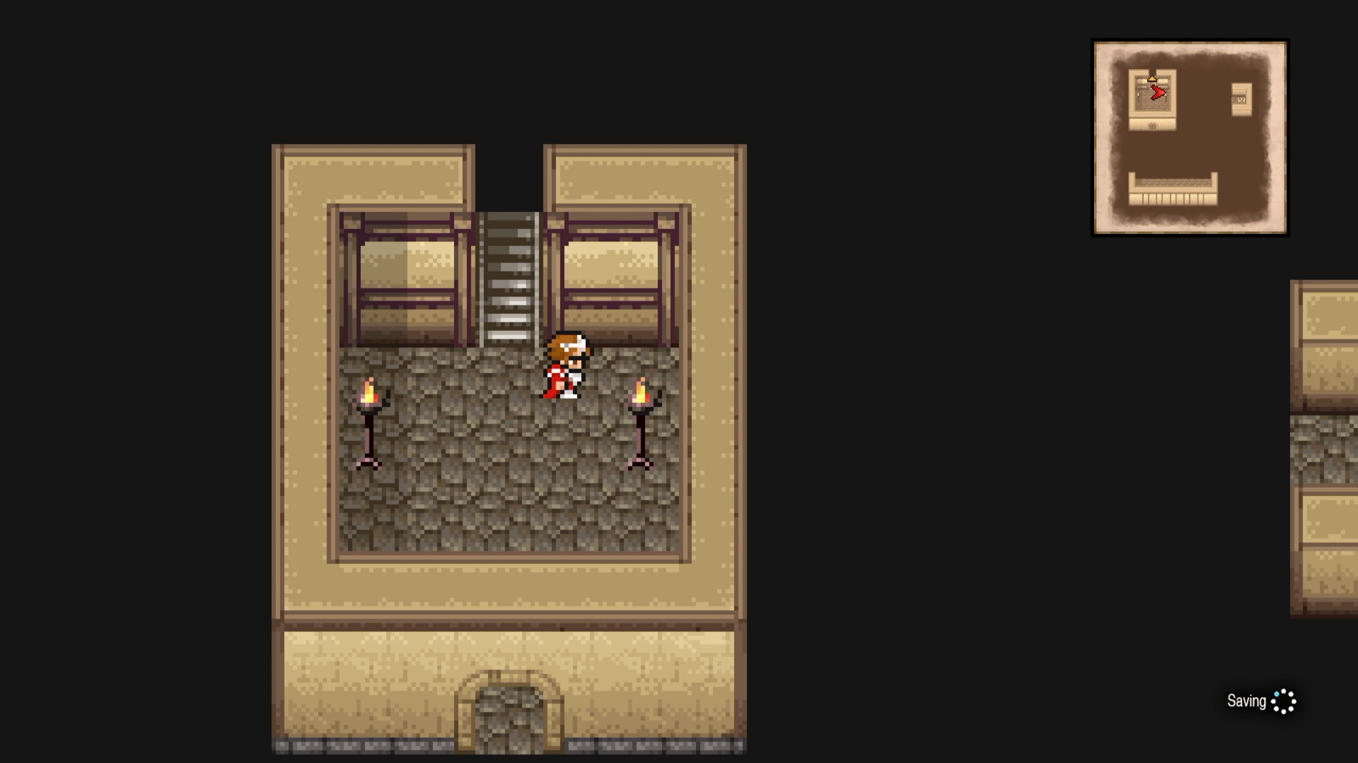 Inside the hidden house in Replito with the candle that opens the secret passage to the Elixir chest