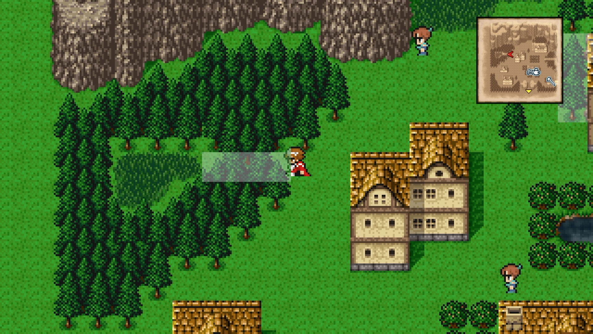 Hidden path through the trees leading to the northwest clearing in Replito