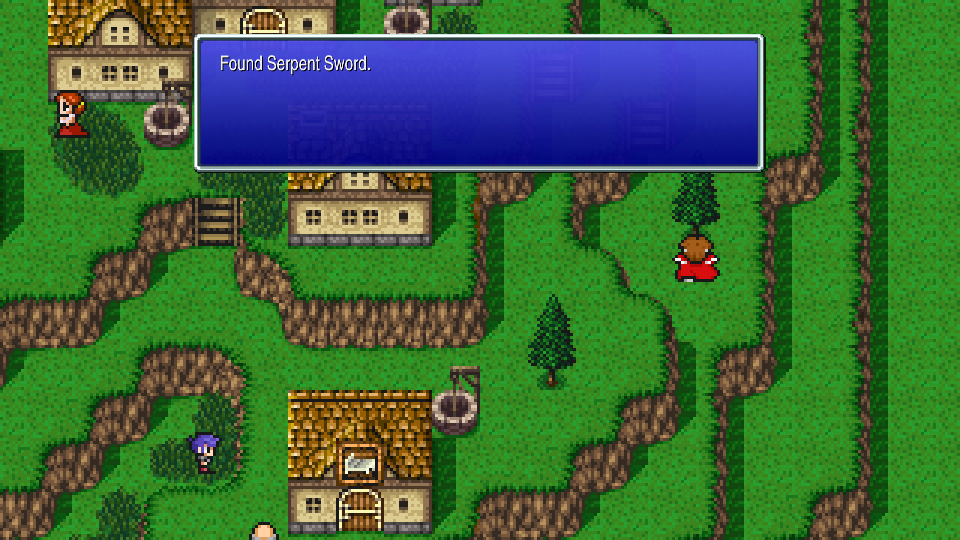 The lone tree in Village of the Ancients hiding a Serpent Sword