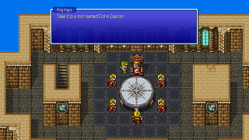 King Argus directing the party to find Cid in Canaan