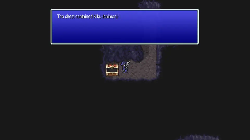 Kiku-Ichimonji chest at the south end of Cave of Shadows B6