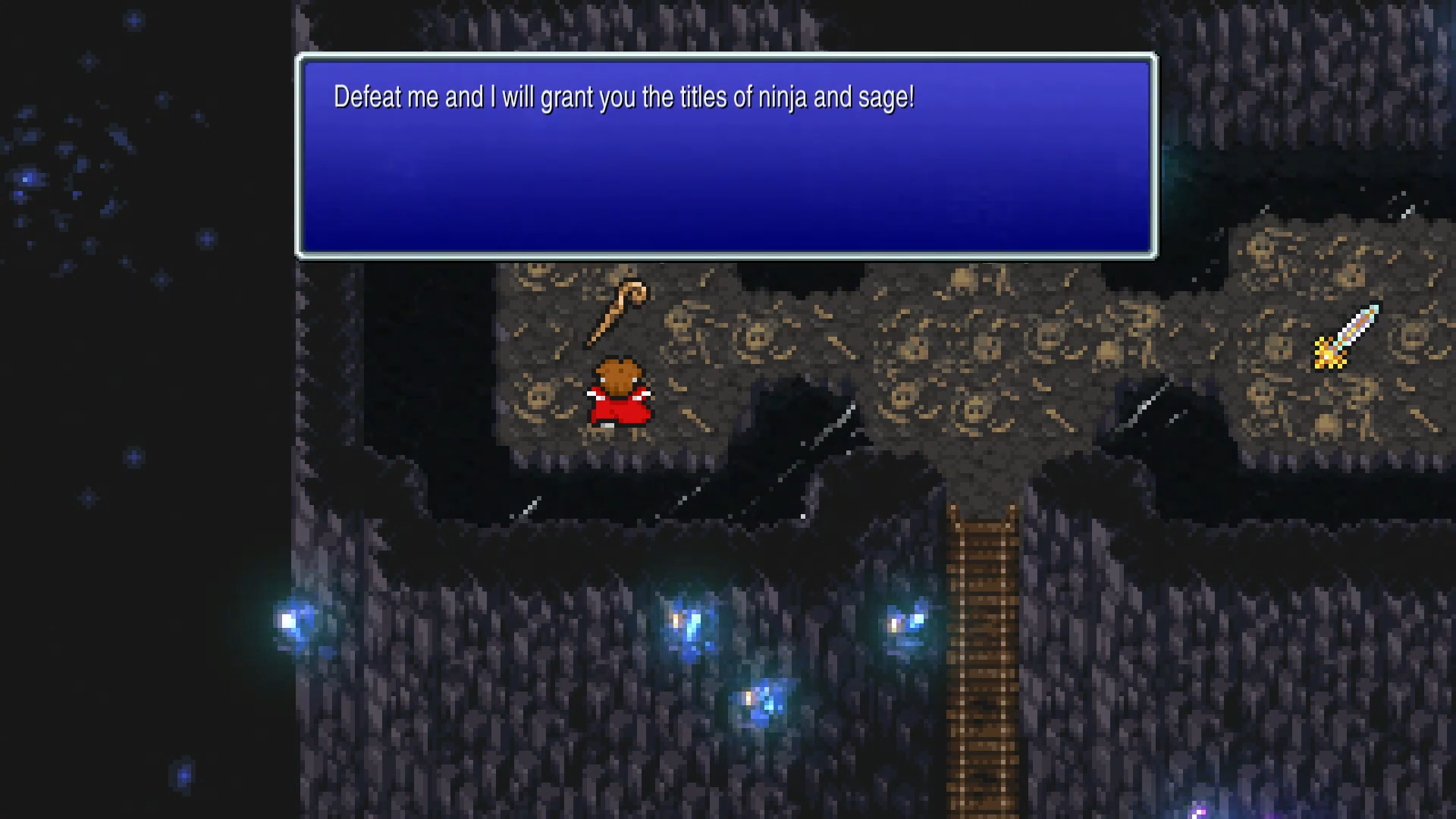 The Elder Staff on its altar in Eureka B7, guarded by Scylla