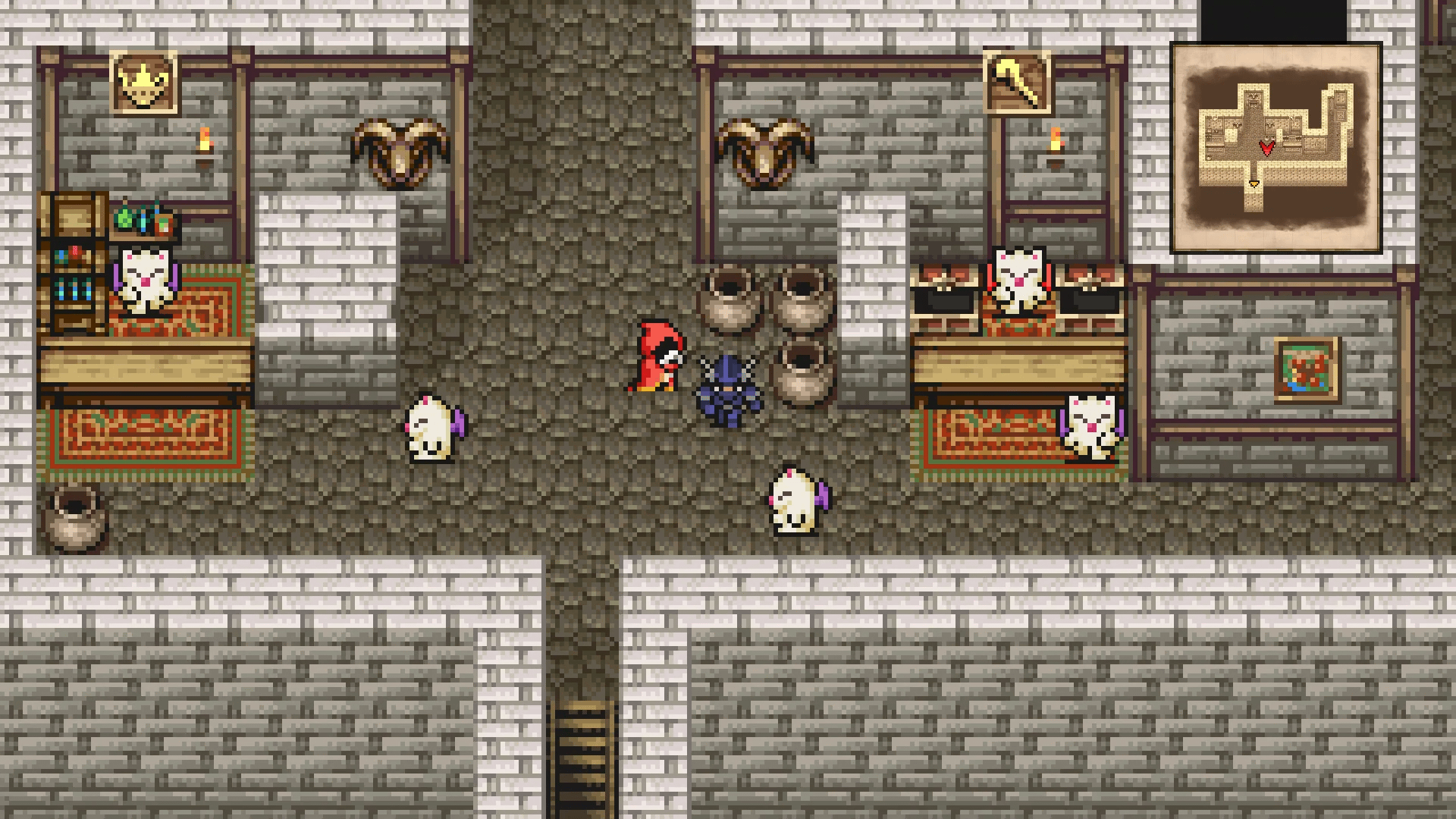 Magic shop on 2F of Doga's Manor selling level-6 spells