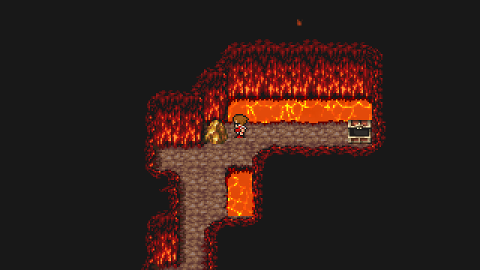 The hidden-passage rock next to a chest on Molten Cave B3