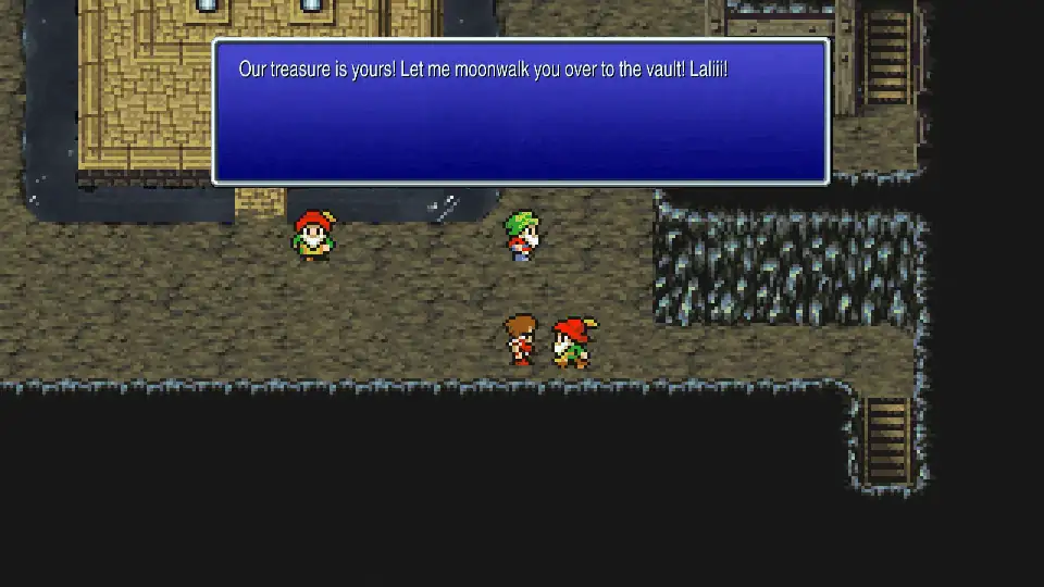 A dwarf leading the party into the Dwarven Hollows vault