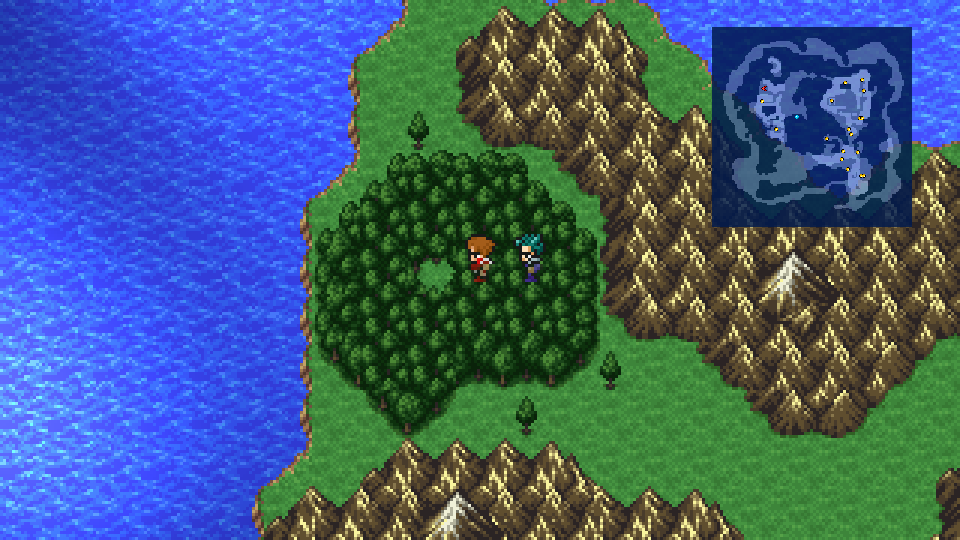 The Chocobo Woods forest from the outside on the overworld