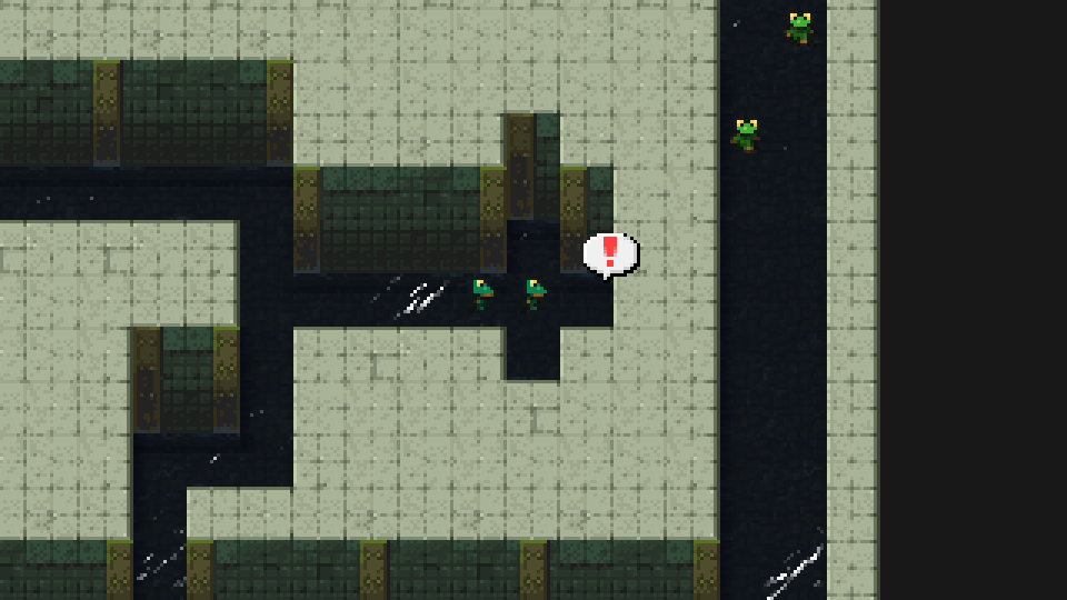 The party in toad form at the Tower of Owen entrance barrier