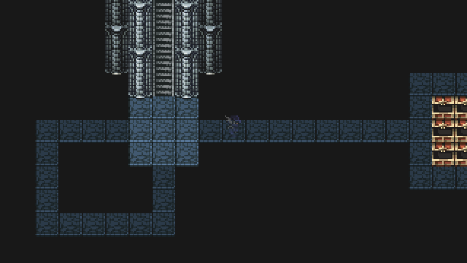 Walk east through this hidden passage on B1 to reach the six chests.