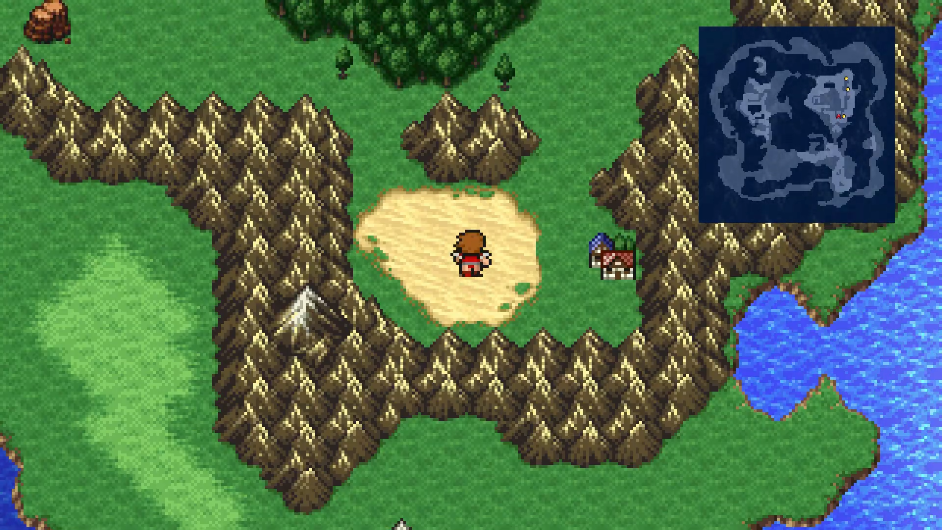 Cid's Airship parked in the sand outside Kazus