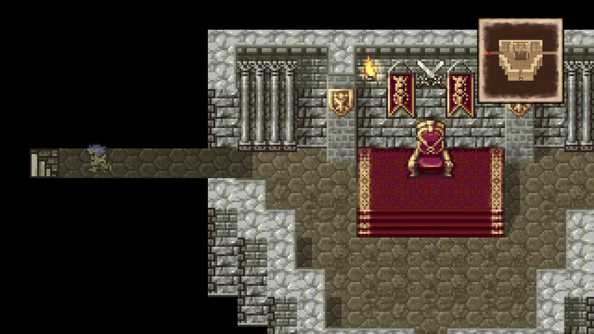Secret passages on both sides of the Eblan Castle throne room