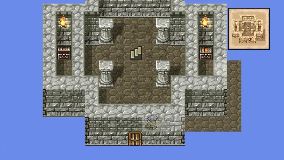 West Tower 1F: push east two tiles south of the entrance for the secret passage.