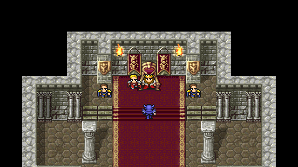 King Baron speaking to Cecil in the Castle Baron throne room