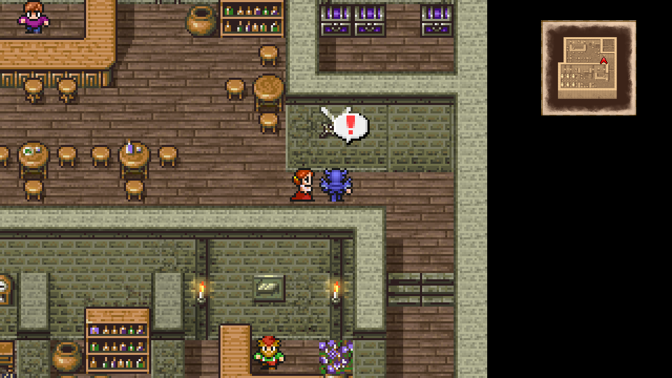 Interact with the swords on the wall in the Inn to open the secret passage.