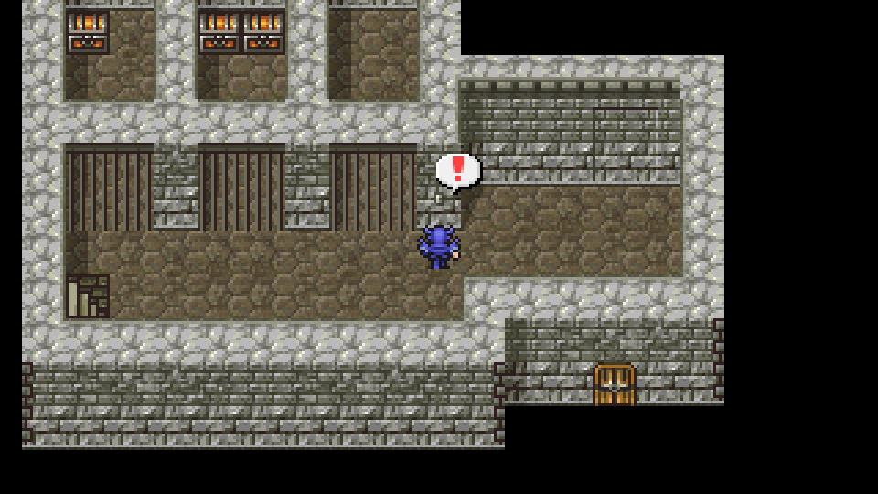 Hit the switch on the wall behind the guard to open the secret passage.