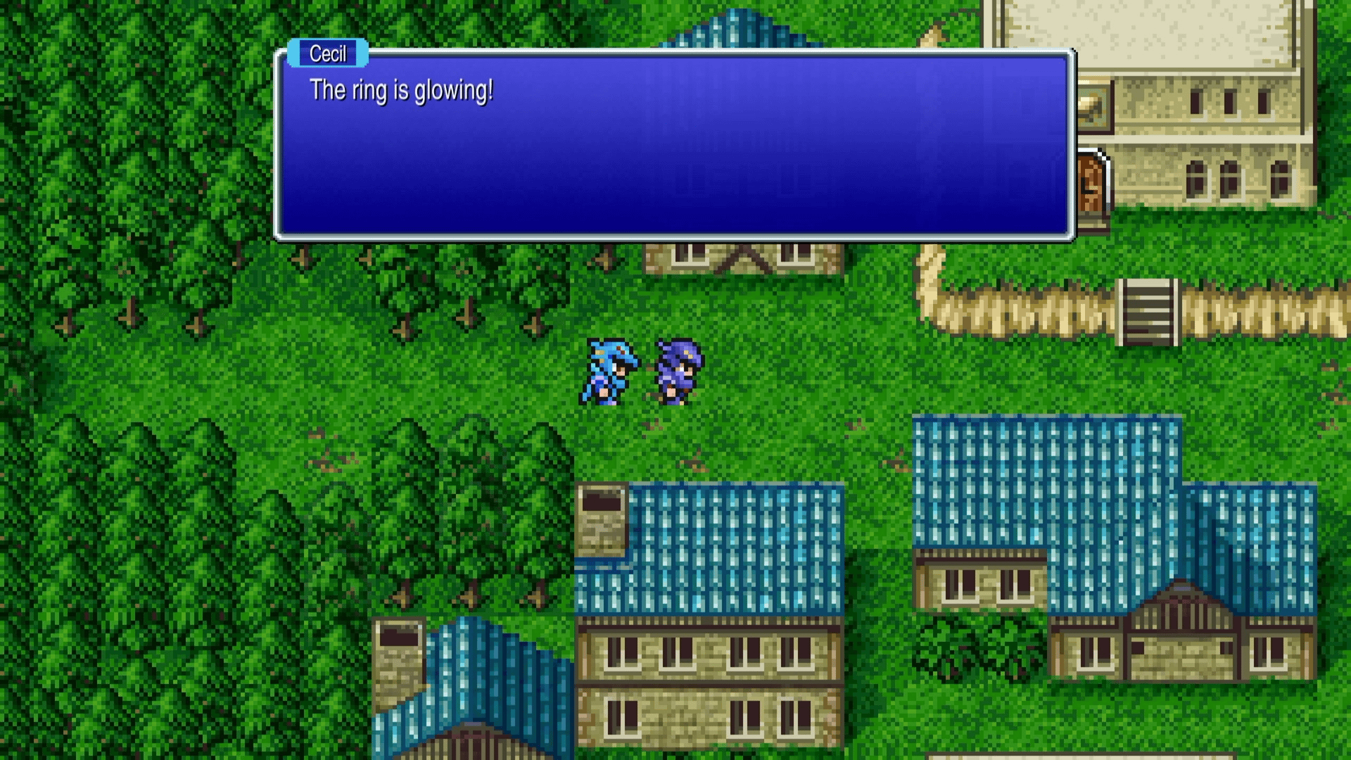 The Bomb Ring activating during the Mist Village cutscene in Final Fantasy 4