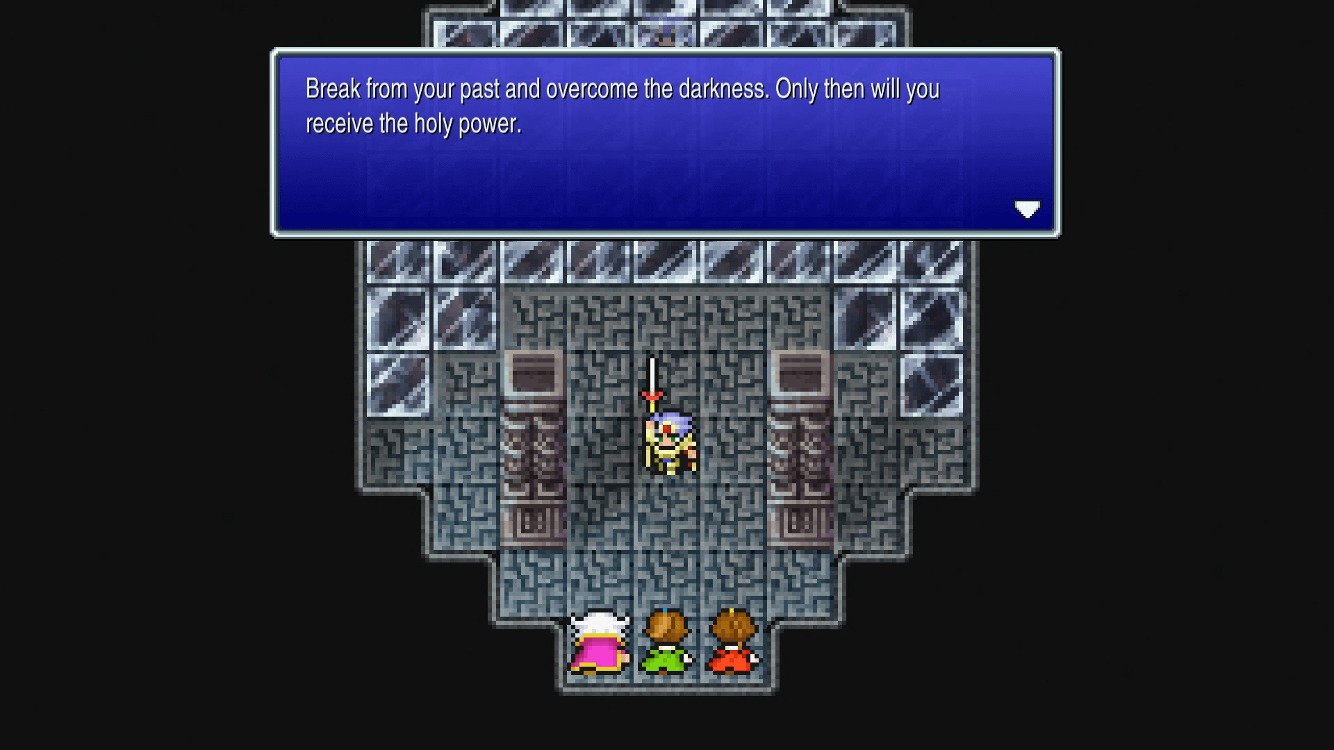 Cecil transforms into a Paladin at Mt. Ordeals