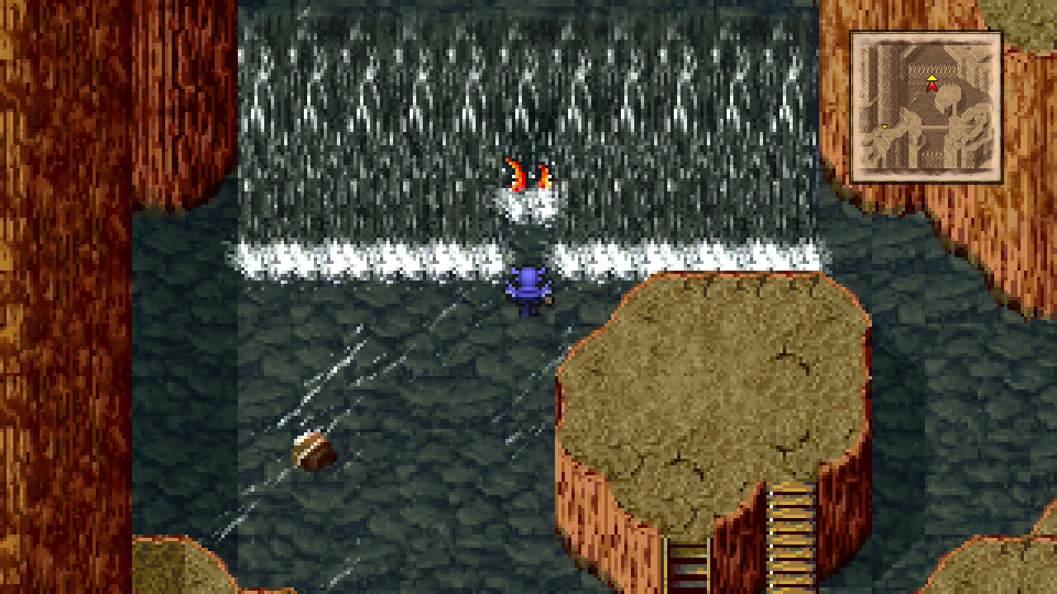 The tentacles blocking the waterfall lead into the Octomammoth fight
