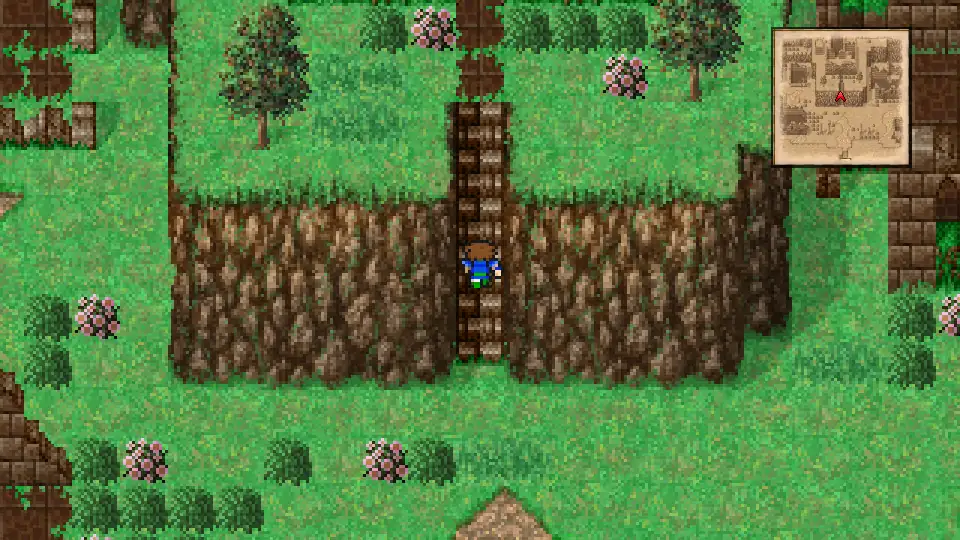 Back at the first stairs after the west detour - climb here for the next batch of cutscenes.