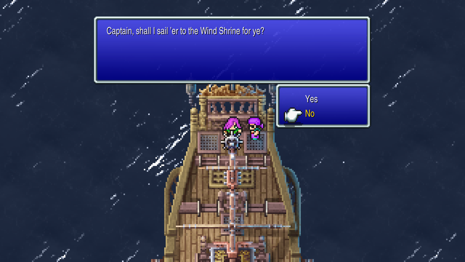 Answer No to steer the ship yourself.