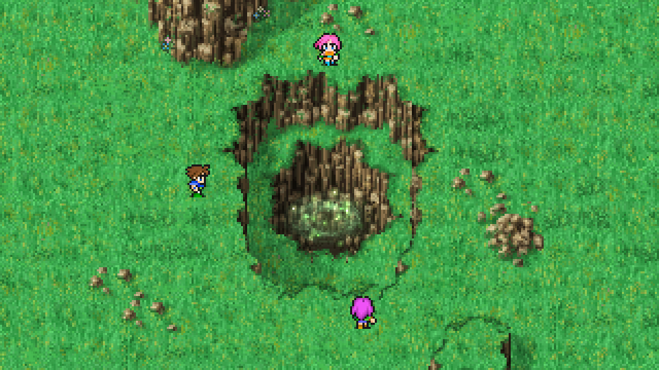 The party jumping into the warp pad
