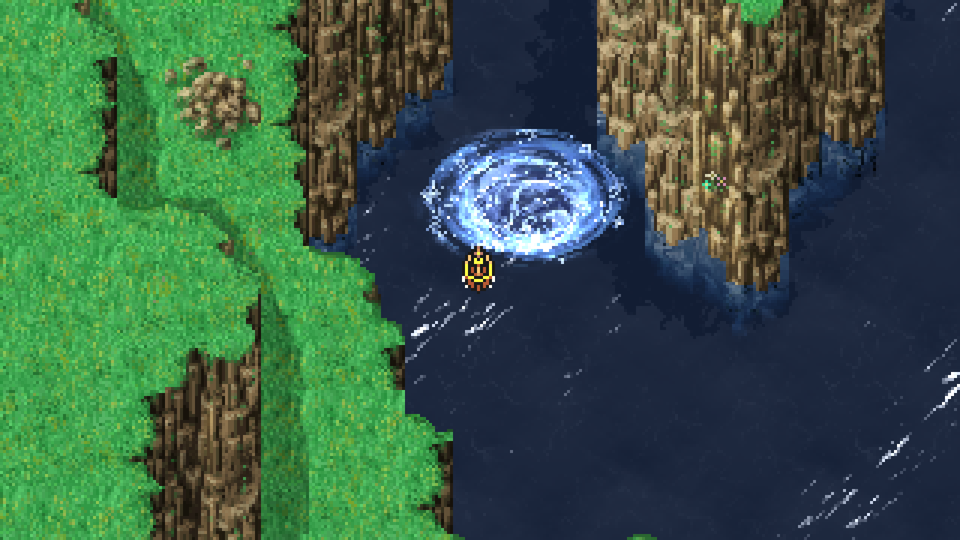 The whirlpool that drags the pirate ship under during the Torna Canal sequence